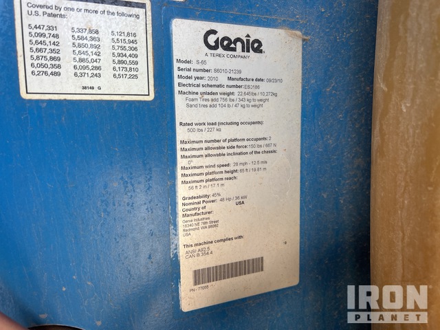 ELEVADOR TELESCóPICO 2010 GENIE 4WD S65