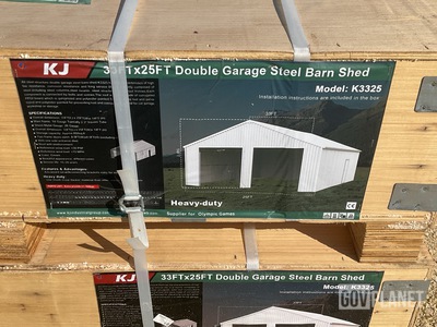KJ K3325 Double Garage Steel Barn Shed - Unused