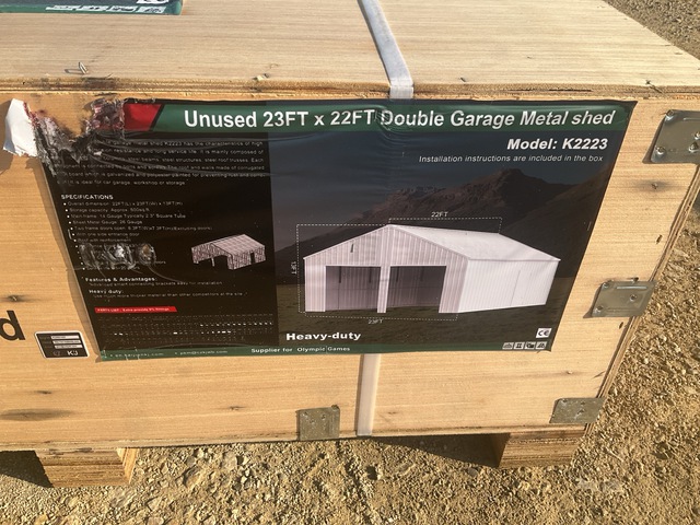 KJ K2223 Double Garage Metal Shed - Unused