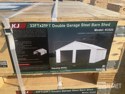 KJ K3325 Double Garage Steel Barn Shed - Unused