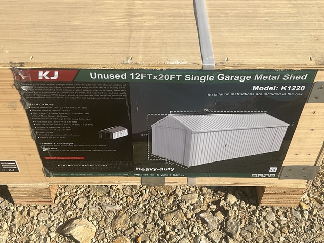 KJ K1220 Single Garage Metal Shed - Unused