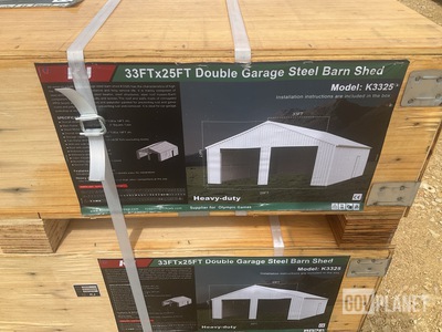 KJ K3325 Double Garage Steel Barn Shed - Unused
