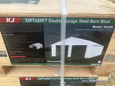 KJ K3325 Double Garage Steel Barn Shed - Unused