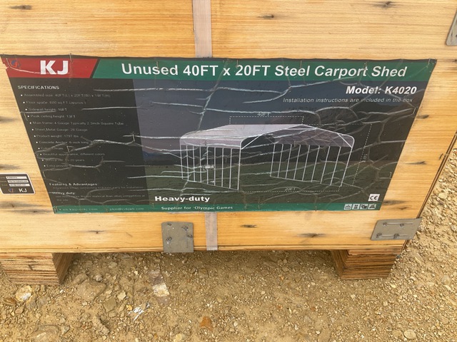 KJ K4020 Steel Carport Shed - Unused