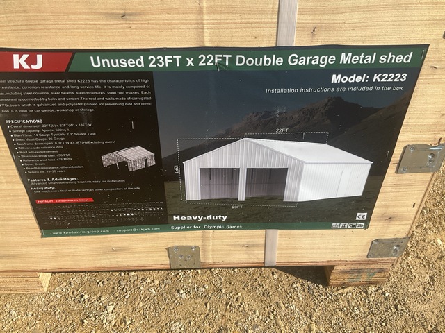KJ K2223 Double Garage Metal Shed - Unused KJ K2223 Double Garage Metal Shed - Unused