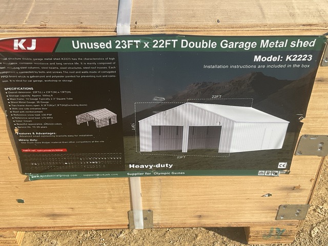 KJ K2223 Double Garage Metal Shed - Unused KJ K2223 Double Garage Metal Shed - Unused