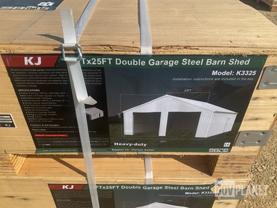 KJ K3325 Double Garage Steel Barn Shed - Unused