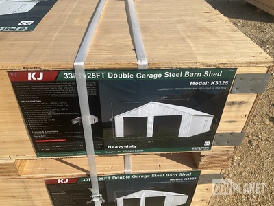 KJ K3325 Double Garage Steel Barn Shed - Unused