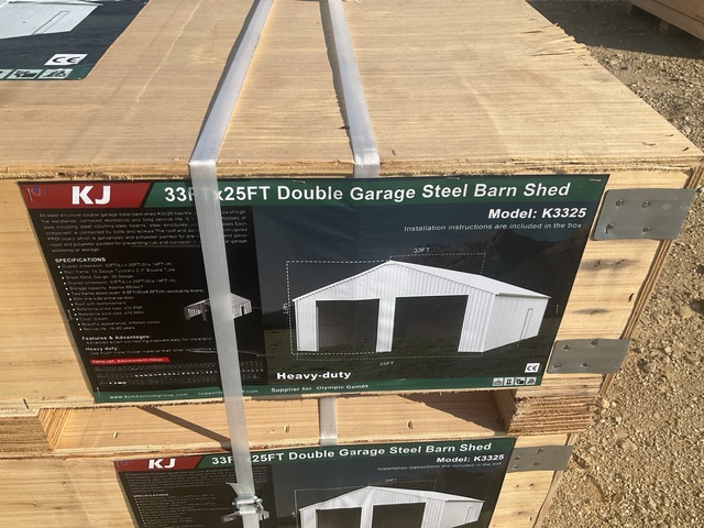KJ K3325 Double Garage Steel Barn Shed - Unused KJ K3325 Double Garage Steel Barn Shed - Unused