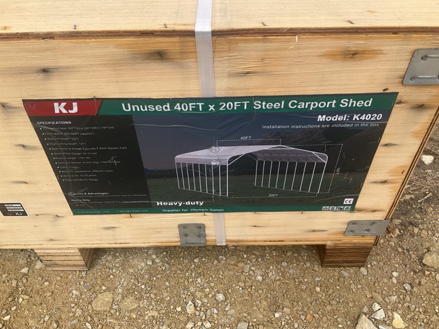 KJ K4020 Steel Carport Shed - Unused KJ K4020 Steel Carport Shed - Unused