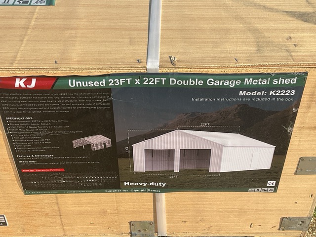 KJ K2223 Double Garage Metal Shed - Unused