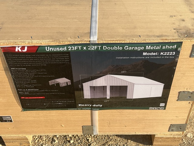 KJ K2223 Double Garage Metal Shed - Unused KJ K2223 Double Garage Metal Shed - Unused
