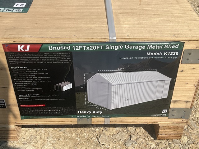 KJ K1220 Single Garage Metal Shed - Unused