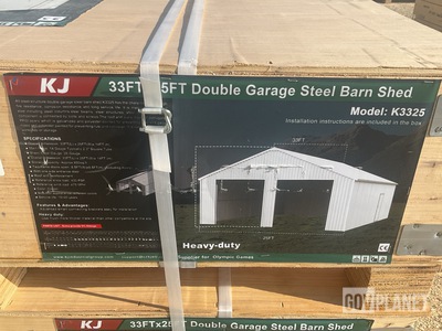 KJ K3325 Double Garage Steel Barn Shed - Unused