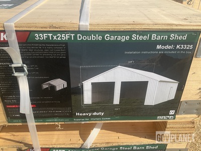 KJ K3325 Double Garage Steel Barn Shed - Unused