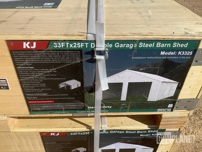 KJ K3325 Double Garage Steel Barn Shed - Unused
