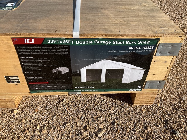 KJ K3325 Double Garage Steel Barn Shed - Unused KJ K3325 Double Garage Steel Barn Shed - Unused