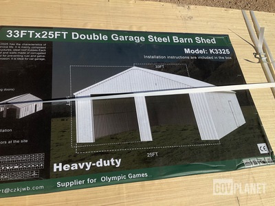 KJ K3325 Double Garage Steel Barn Shed - Unused