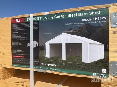 KJ K3325 Double Garage Steel Barn Shed - Unused