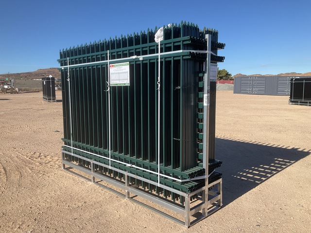 (24) Pieces of KJ Powder Coated Steel Fence w/(25) Post Connectors - Unused