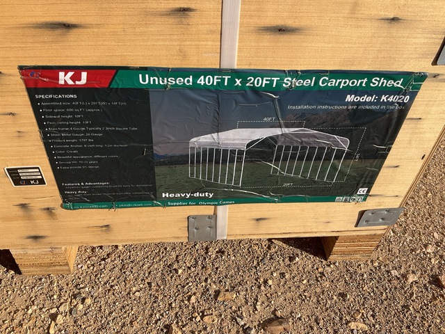 KJ K4020 Steel Carport Shed - Unused KJ K4020 Steel Carport Shed - Unused