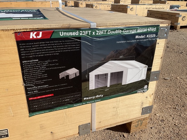 KJ K2223 Double Garage Metal Shed - Unused KJ K2223 Double Garage Metal Shed - Unused