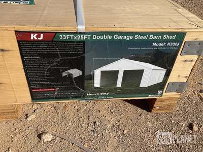 KJ K3325 Double Garage Steel Barn Shed - Unused