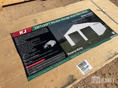 KJ K3325 Double Garage Steel Barn Shed - Unused