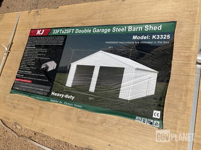 KJ K3325 Double Garage Steel Barn Shed - Unused