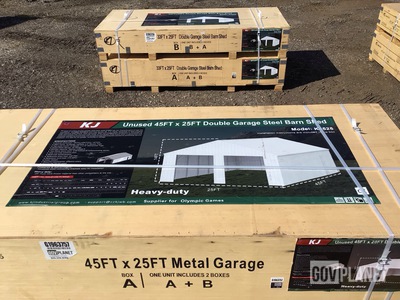 KJ K4525 Double Garage Steel Barn Shed - Unused