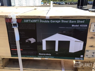 KJ K3325 Double Garage Steel Barn Shed - Unused