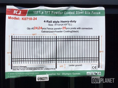 (24) Pieces of KJ Powder Coated Steel Fence w/(25) Post Connectors - Unused
