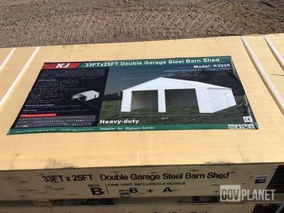 KJ K3325 Double Garage Steel Barn Shed - Unused