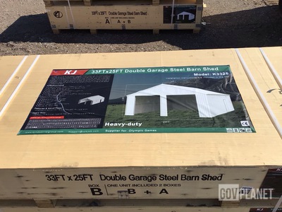 KJ K3325 Double Garage Steel Barn Shed - Unused
