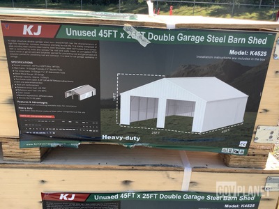KJ K4525 Double Garage Steel Barn Shed - Unused