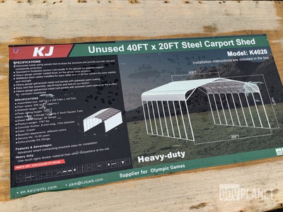 KJ K4020 Steel Carport Shed - Unused