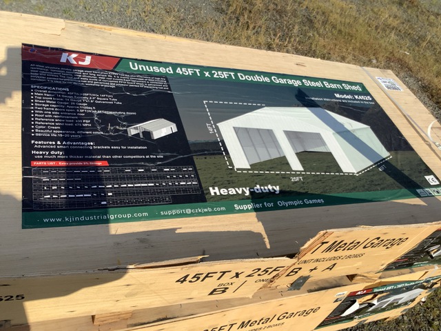 KJ K4525 Double Garage Steel Barn Shed - Unused