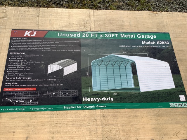 KJ K2030 Metal Garage - Unused