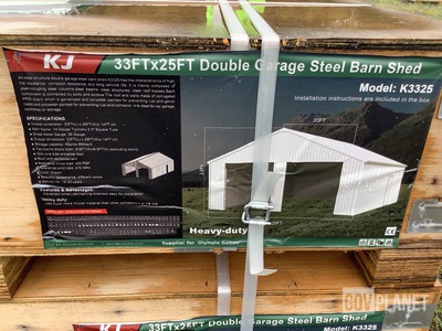 KJ K3325 Double Garage Steel Barn Shed - Unused