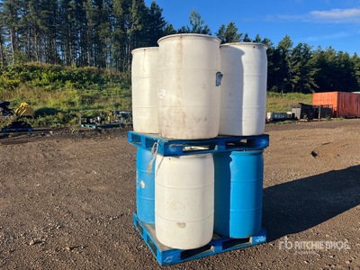 Quantity of (8) 50 Gallon Plastic Barrels