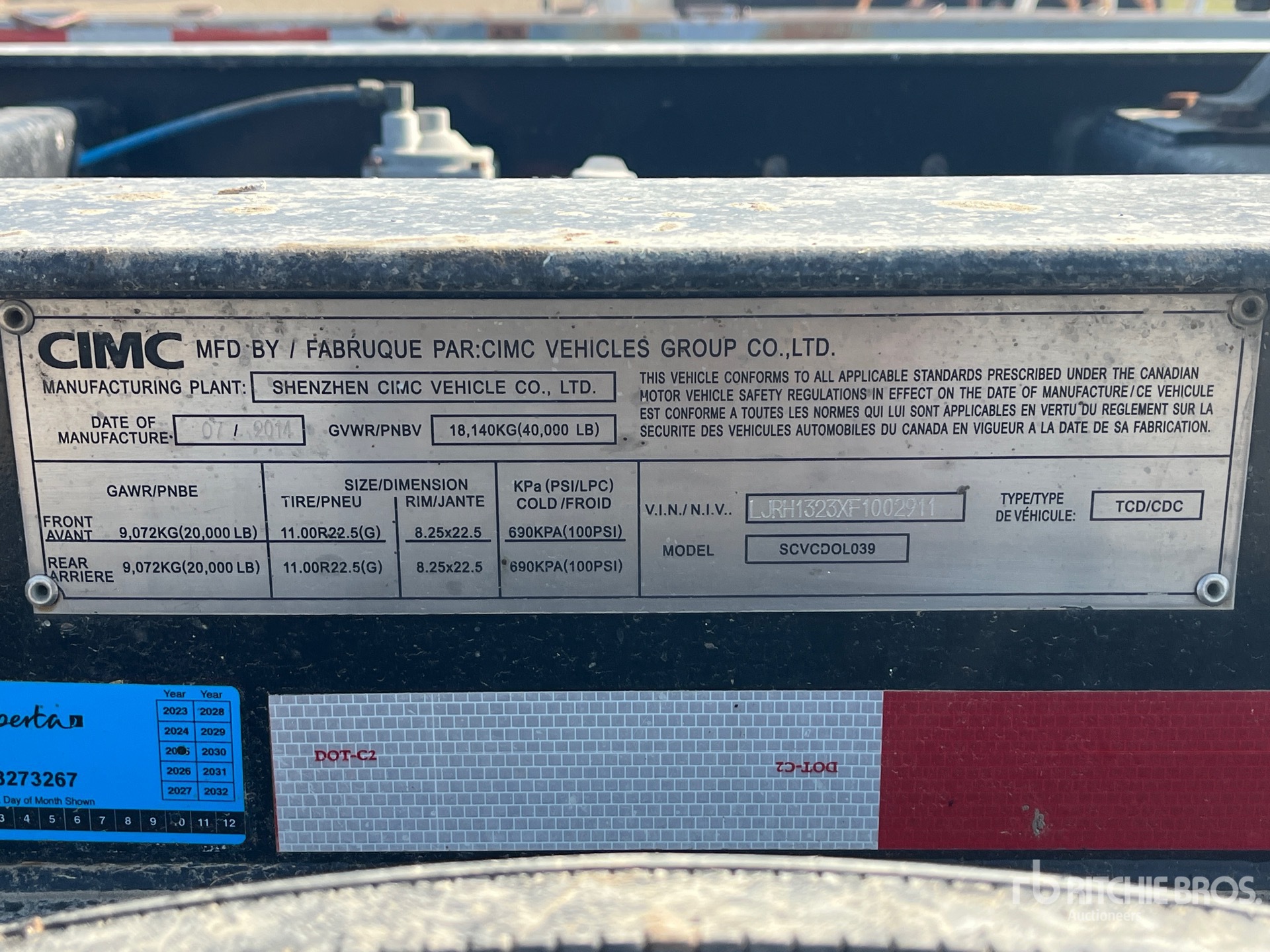 2015 CIMC SCVCD0L039 T/A 5th Wheel Dolly