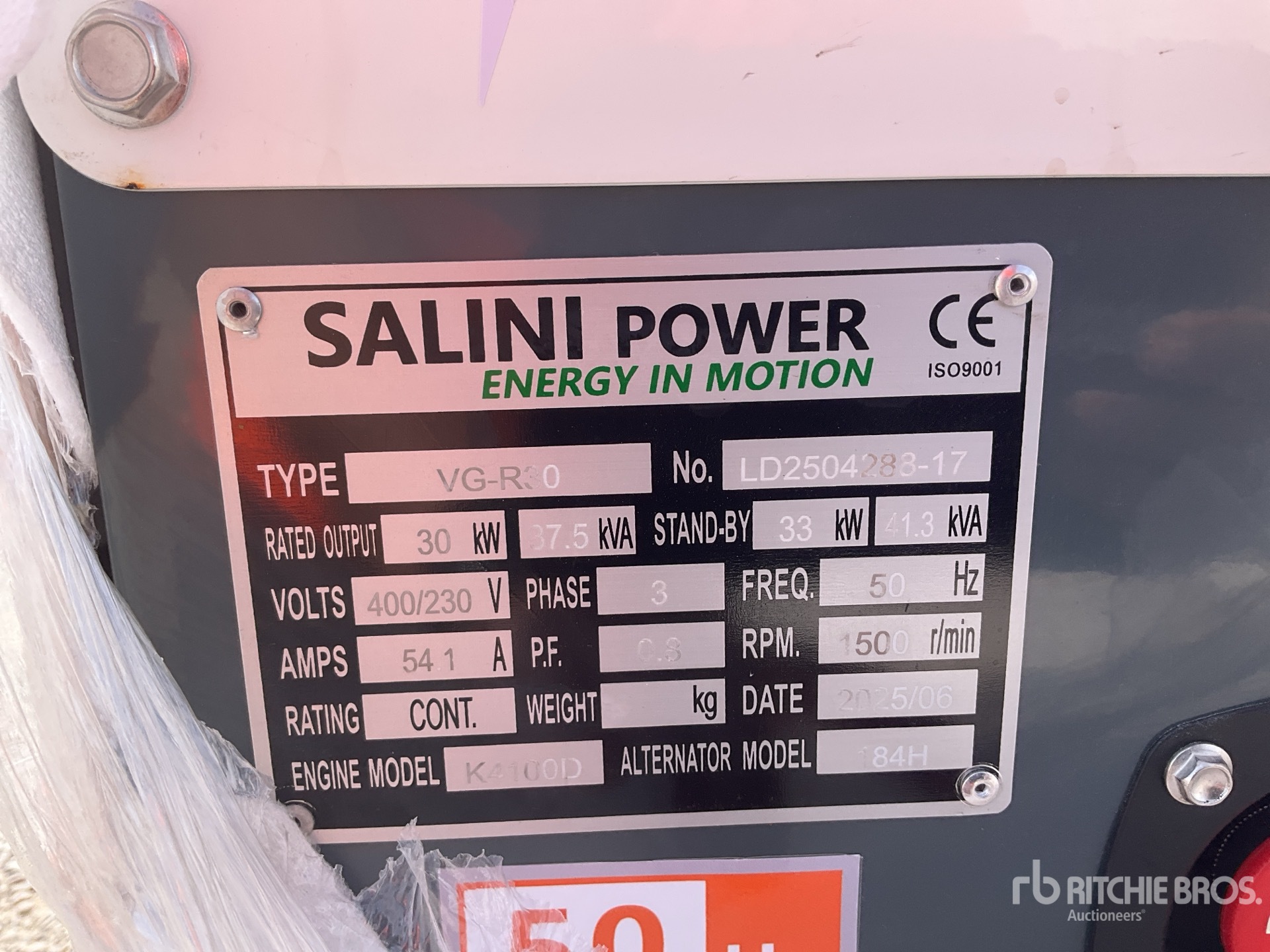 Salini VG-R30 30kW Generator Set (Unused)