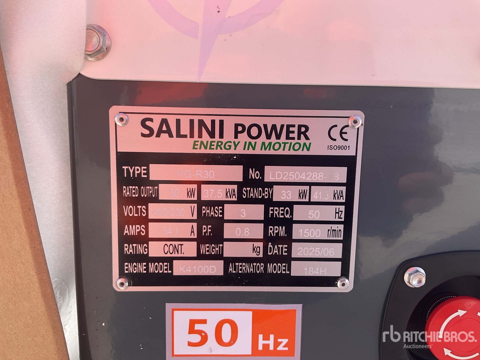 Salini VG-R30 30kW Generator Set (Unused)