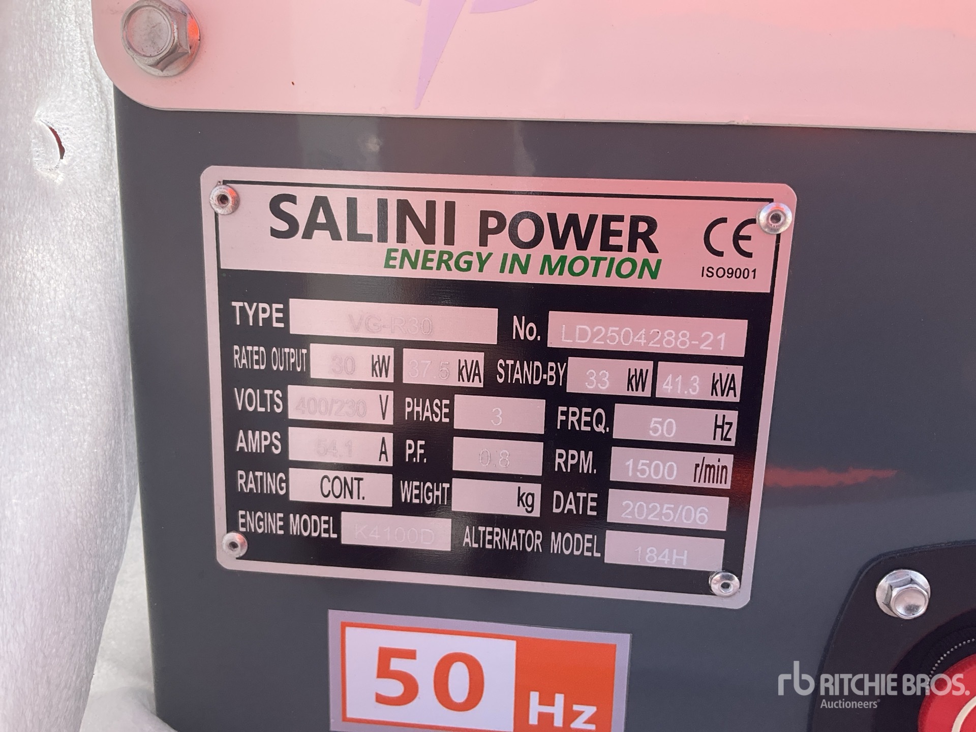 Salini VG-R30 30kW Generator Set (Unused)