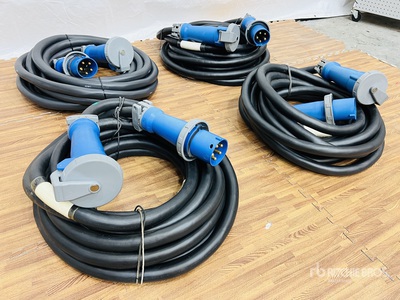Quantity of (4) LEX 100 Amp 50 ft Power Cord w/ Pin & Sleeve Plugs (Unused)