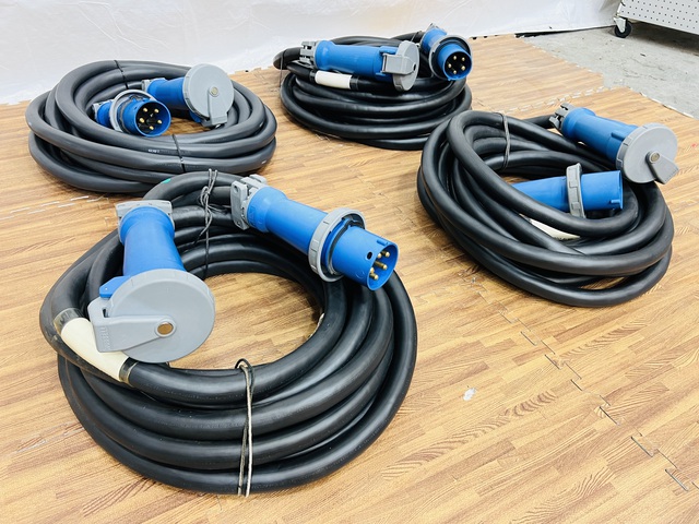 Quantity of (4) LEX 100 Amp 50 ft Power Cord w/ Pin & Sleeve Plugs (Unused)