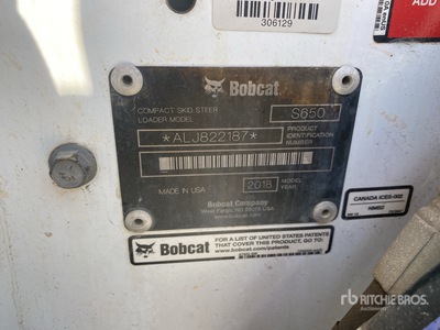 2017 Bobcat S650 Skid Steer Loader