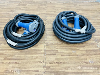 Quantity of (2) LEX 60 Amp 50 ft Electrical Distribution Cable w/ Pin & Sleeve Connectors (Unused)