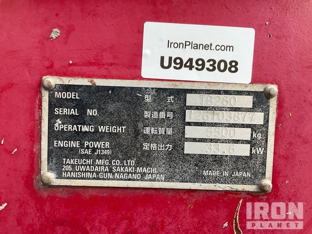 EXCAVADORA 2019 TAKEUCHI TB260