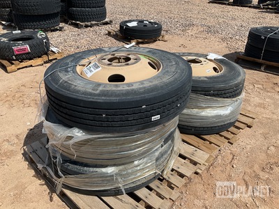 (4) Firestone 10R22.5 Tires w/Wheels & (1) Continental 10R22.5 Tire w/Wheel